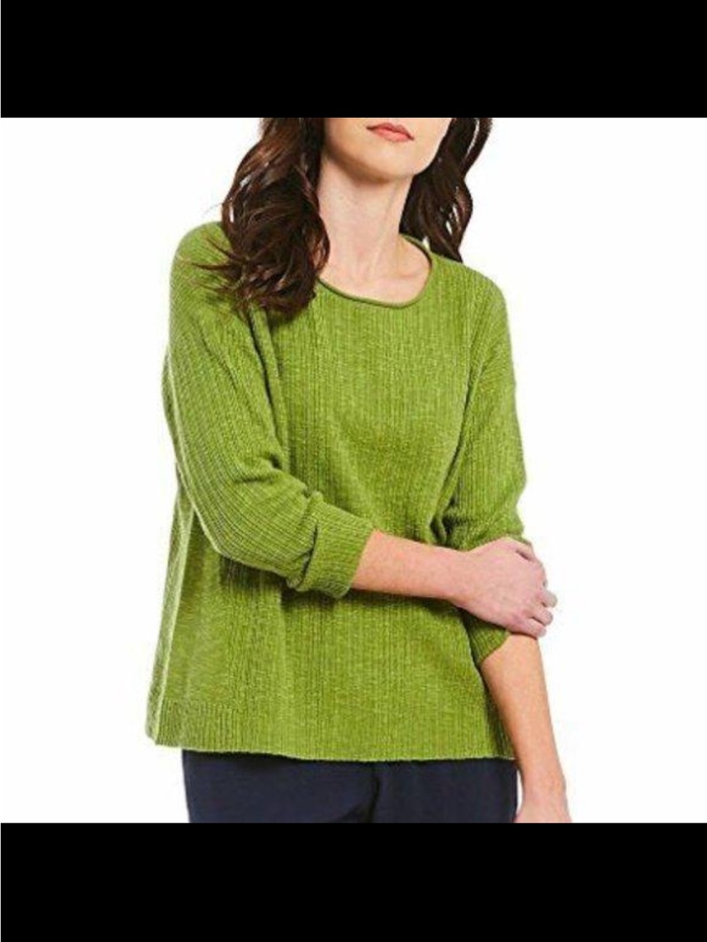 Eileen Fisher Lime Green Ribbed Crewneck Sweater